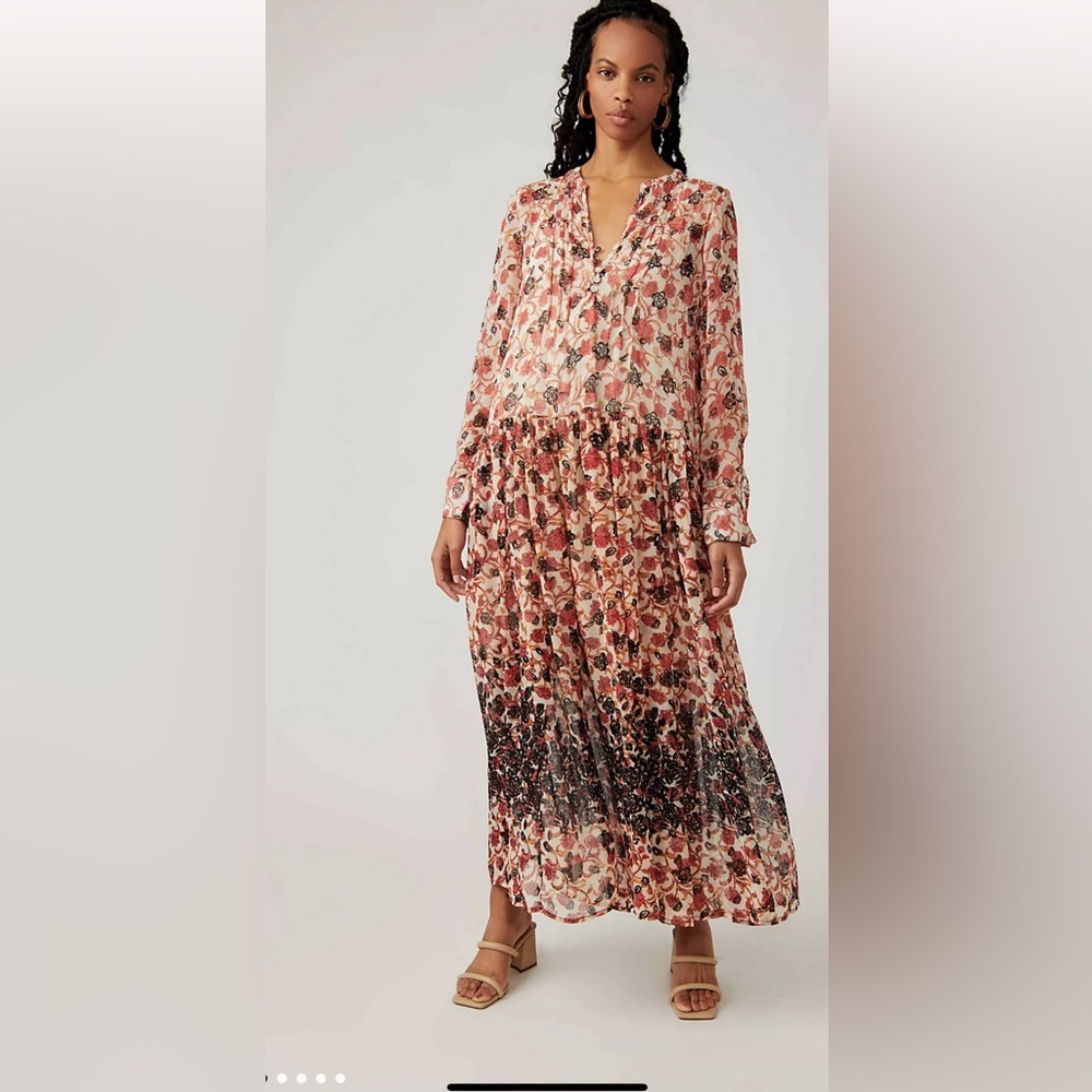 Free People See It Through Maxi Dress Womens Small Natural Tea